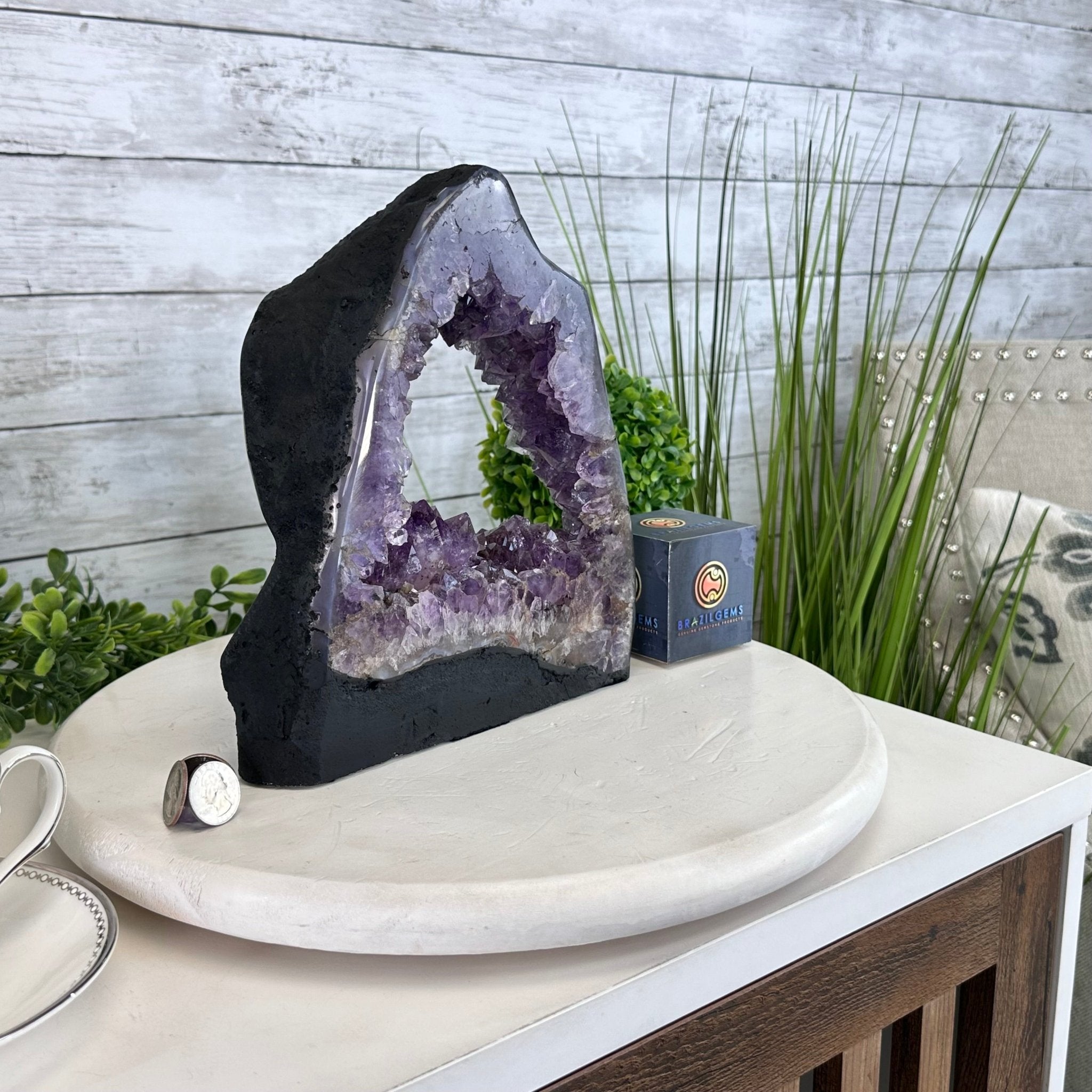 Standard Plus Quality Open 2 - Sided Amethyst Cathedral 7.3 lbs & 9.7" Tall #5605 - 0158 - Brazil GemsBrazil GemsStandard Plus Quality Open 2 - Sided Amethyst Cathedral 7.3 lbs & 9.7" Tall #5605 - 0158Open 2 - Sided Cathedrals5605 - 0158