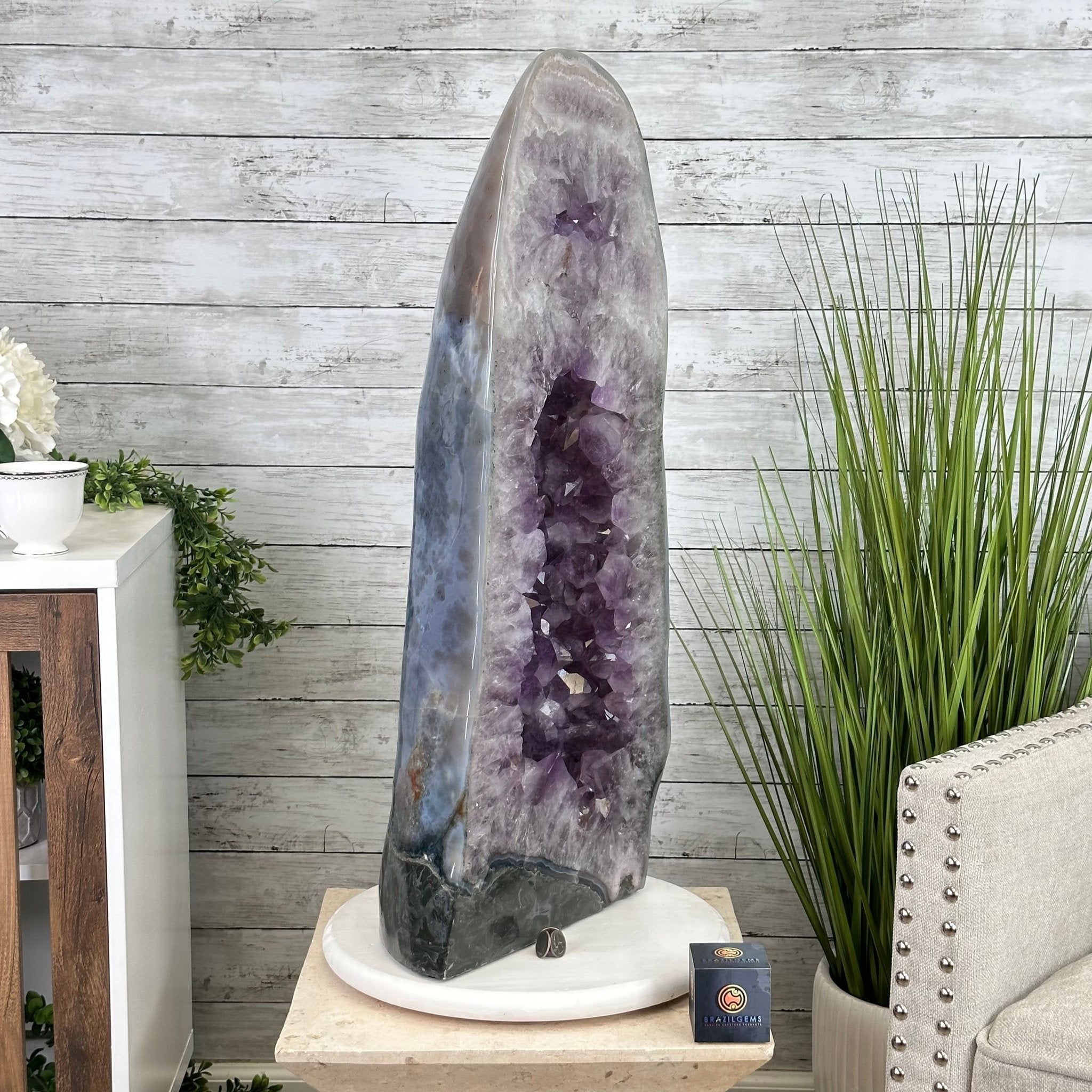 Standard Plus Quality Polished Brazilian Amethyst Cathedral, 112.2 lbs & 31" tall Model #5602-0064 by Brazil Gems - Brazil GemsBrazil GemsStandard Plus Quality Polished Brazilian Amethyst Cathedral, 112.2 lbs & 31" tall Model #5602-0064 by Brazil GemsPolished Cathedrals5602-0064