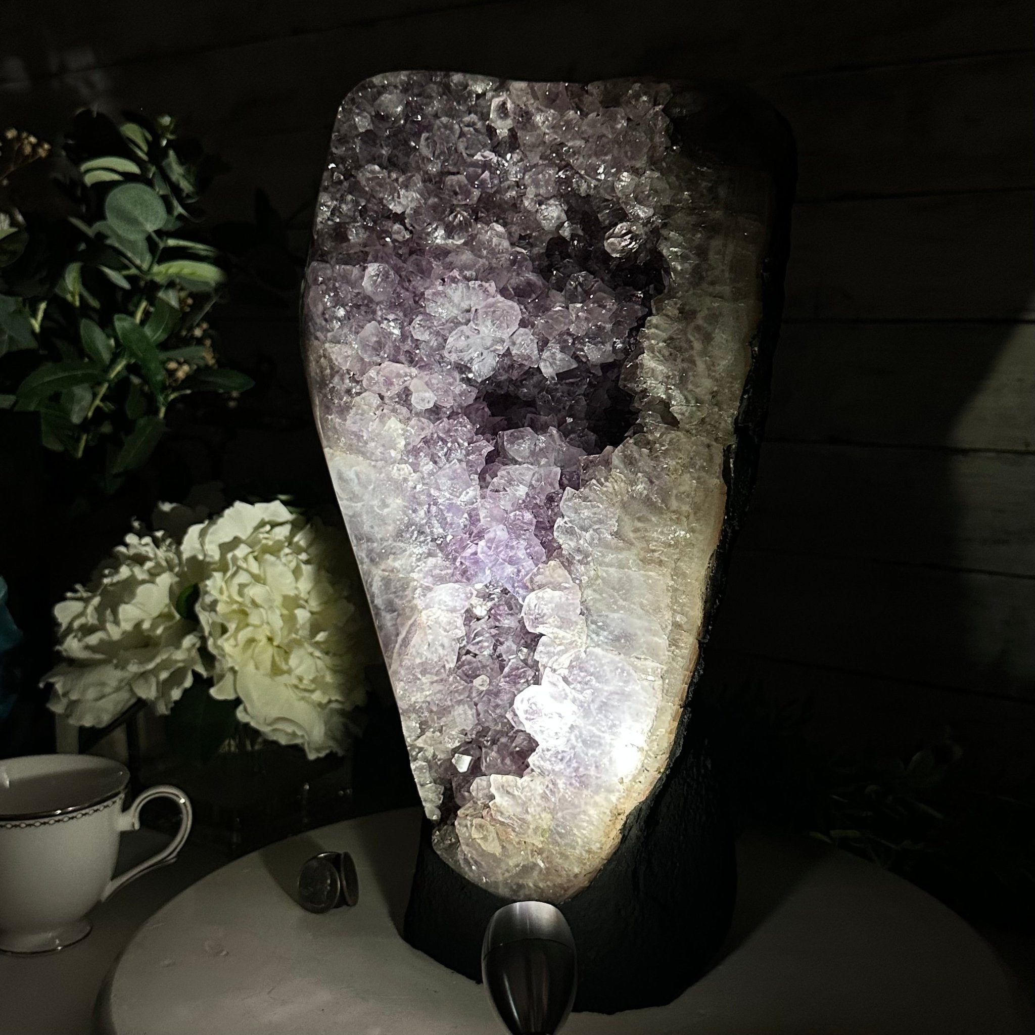 Standard Quality Amethyst Crystal on Cement Base, 21.9 lbs and 14" Tall #5614-0077 by Brazil Gems - Brazil GemsBrazil GemsStandard Quality Amethyst Crystal on Cement Base, 21.9 lbs and 14" Tall #5614-0077 by Brazil GemsClusters on Cement Bases5614-0077