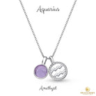 Sterling Silver Aquarius Zodiac Pendant Necklace w/ Natural Gemstone - Brazil GemsBrazil GemsSterling Silver Aquarius Zodiac Pendant Necklace w/ Natural GemstoneNecklace12SS9608 - 103