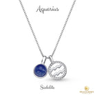 Sterling Silver Aquarius Zodiac Pendant Necklace w/ Natural Gemstone - Brazil GemsBrazil GemsSterling Silver Aquarius Zodiac Pendant Necklace w/ Natural GemstoneNecklace12SS9608 - 130