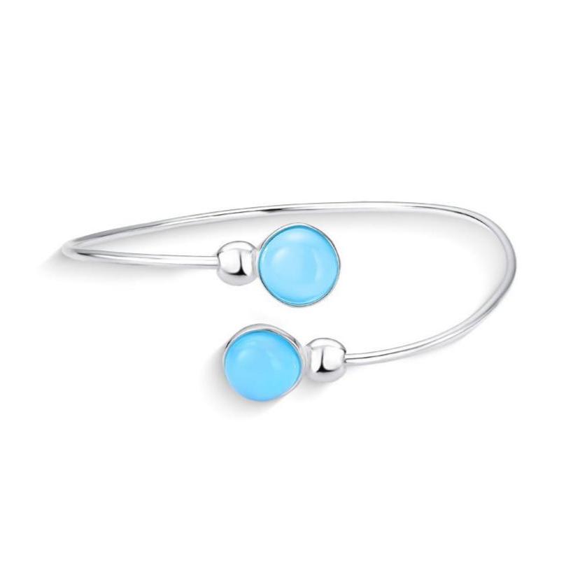 925 Sterling Silver Blue 2024 SandStone Cuff Bracelet