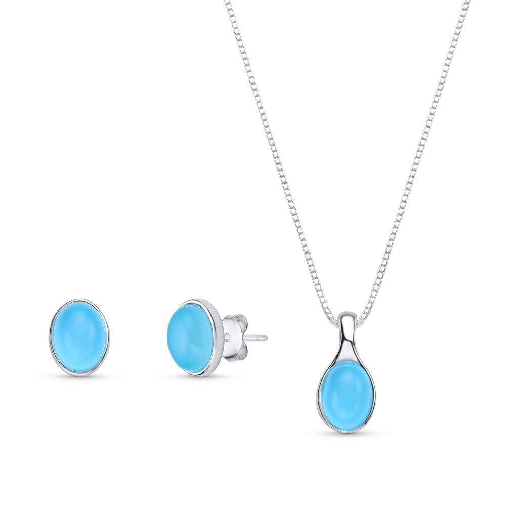 Sterling Silver Oval Classic Necklace & Earring Set w/ Natural Gemstones - Brazil GemsBrazil GemsSterling Silver Oval Classic Necklace & Earring Set w/ Natural GemstonesNecklace & Earring Set14SS9888 - 128