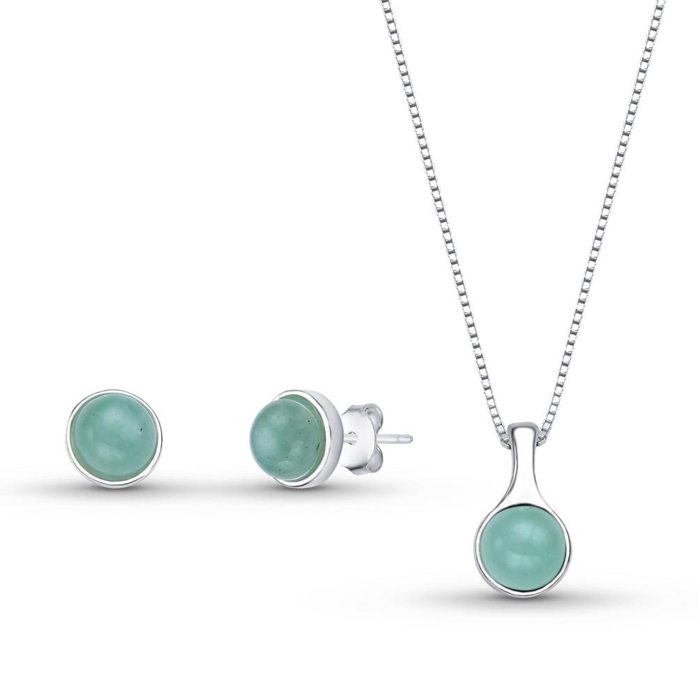 Sterling Silver Round Classic Necklace & Earring Set w/ Natural Gemstones - Brazil GemsBrazil GemsSterling Silver Round Classic Necklace & Earring Set w/ Natural GemstonesNecklace & Earring Set14SS9900 - 112