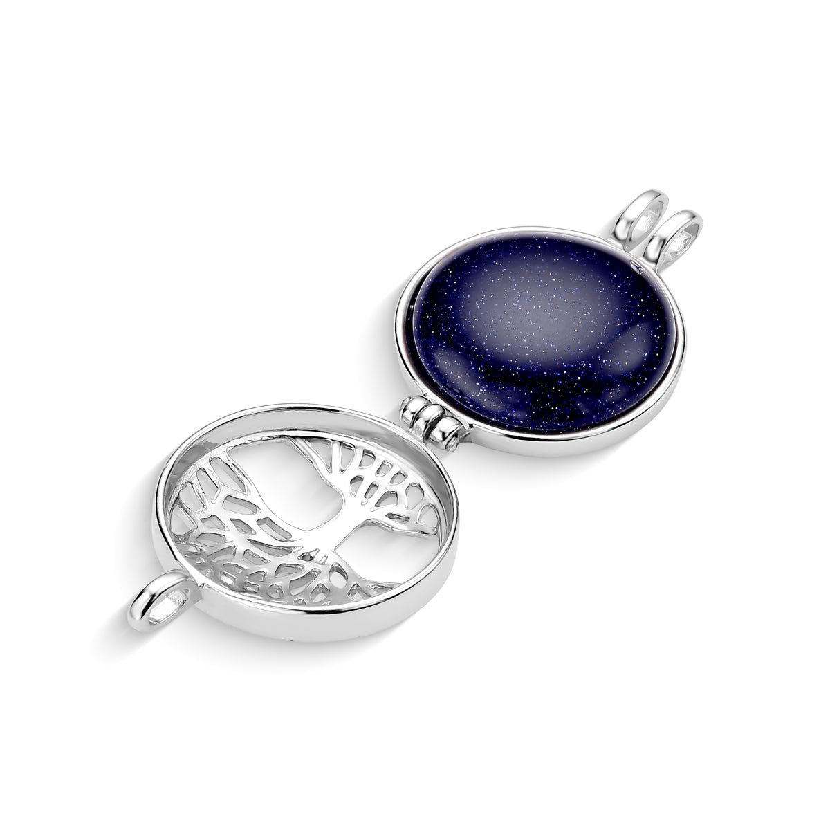 Sterling Silver Round Tree of Life Locket w/ 7