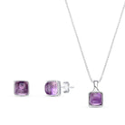 Sterling Silver Square Necklace & Earring Set w/ Natural Gemstones - Brazil GemsBrazil GemsSterling Silver Square Necklace & Earring Set w/ Natural GemstonesNecklace & Earring Set14SS9889 - 103