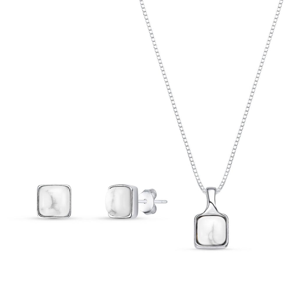 Sterling Silver Square Necklace & Earring Set w/ Natural Gemstones - Brazil GemsBrazil GemsSterling Silver Square Necklace & Earring Set w/ Natural GemstonesNecklace & Earring Set14SS9889 - 114