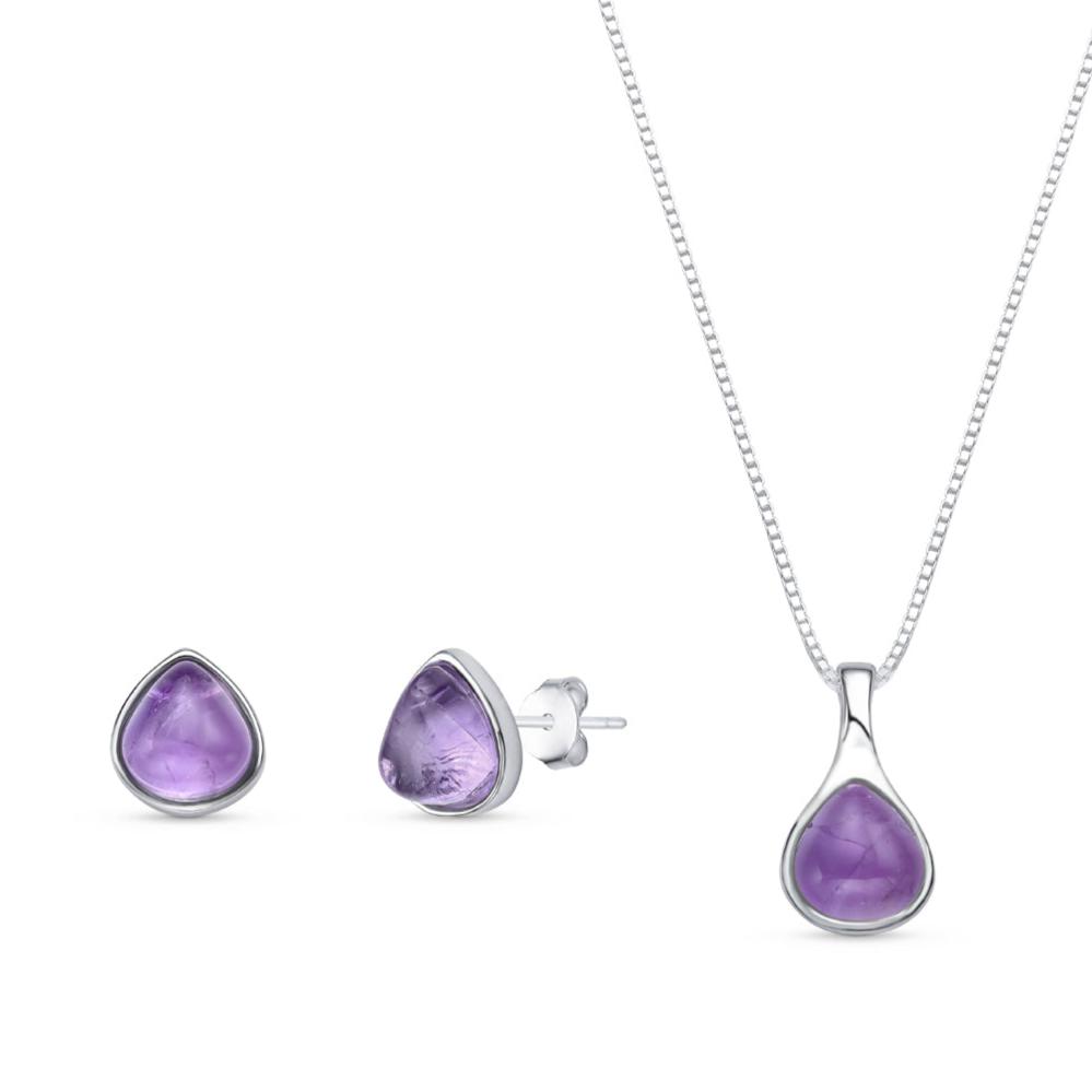 Sterling Silver Teardrop Necklace & Earring Set w/ Natural Gemstones - Brazil GemsBrazil GemsSterling Silver Teardrop Necklace & Earring Set w/ Natural GemstonesNecklace & Earring Set14SS9901 - 103