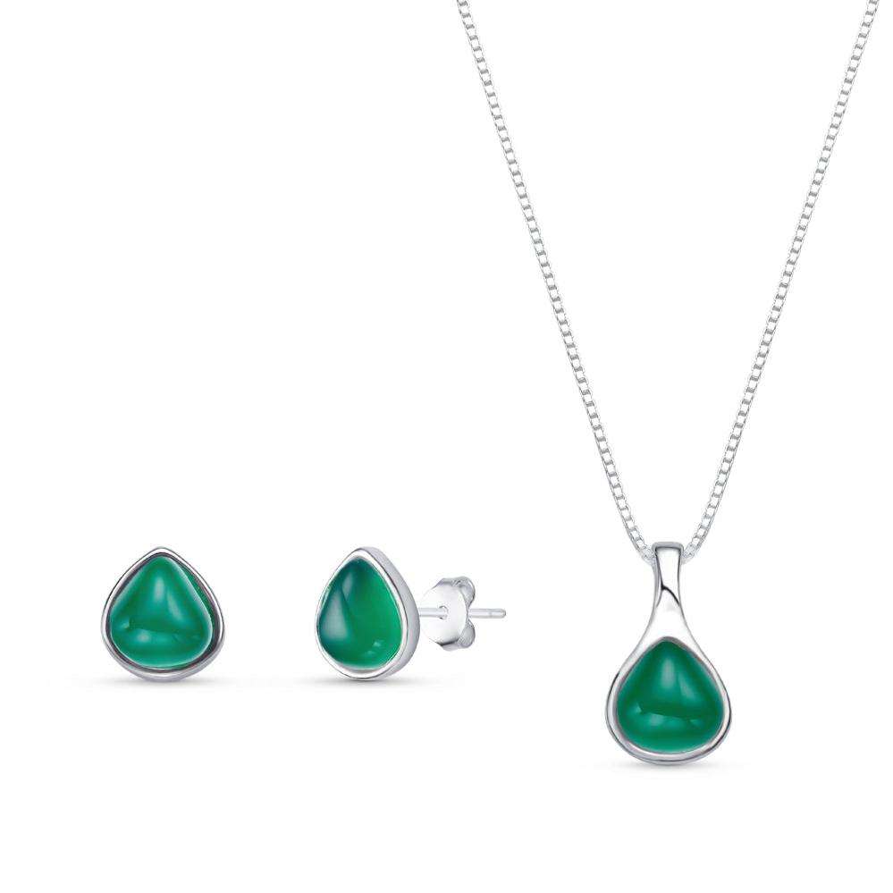 Sterling Silver Teardrop Necklace & Earring Set w/ Natural Gemstones - Brazil GemsBrazil GemsSterling Silver Teardrop Necklace & Earring Set w/ Natural GemstonesNecklace & Earring Set14SS9901 - 111