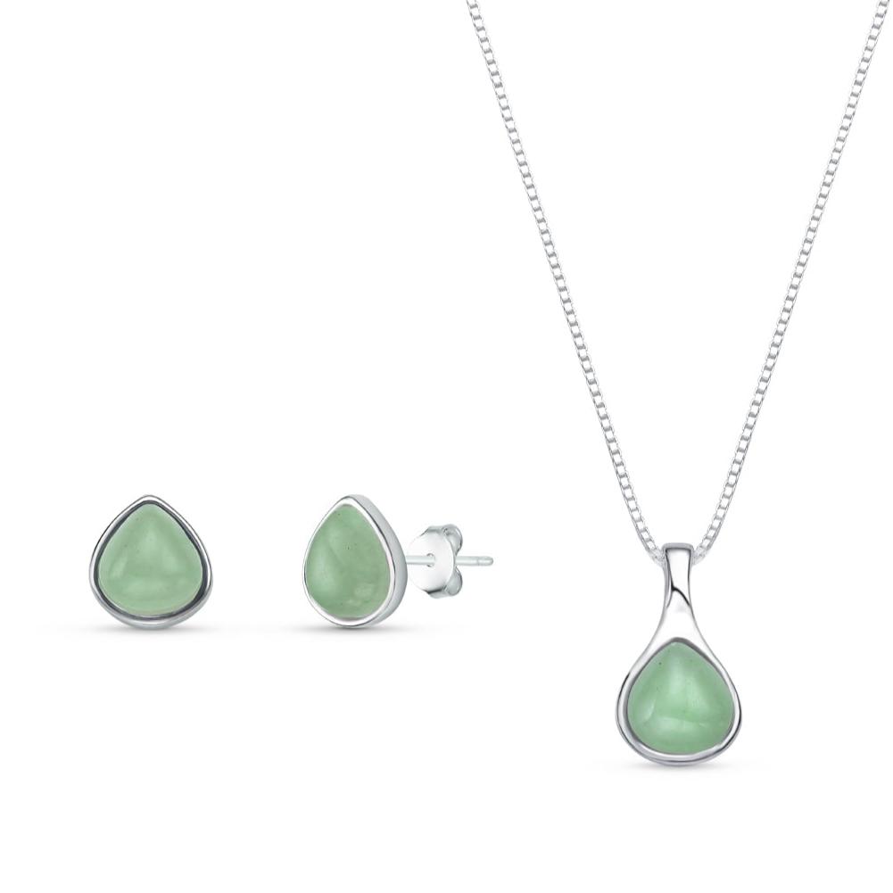 Sterling Silver Teardrop Necklace & Earring Set w/ Natural Gemstones - Brazil GemsBrazil GemsSterling Silver Teardrop Necklace & Earring Set w/ Natural GemstonesNecklace & Earring Set14SS9901 - 112