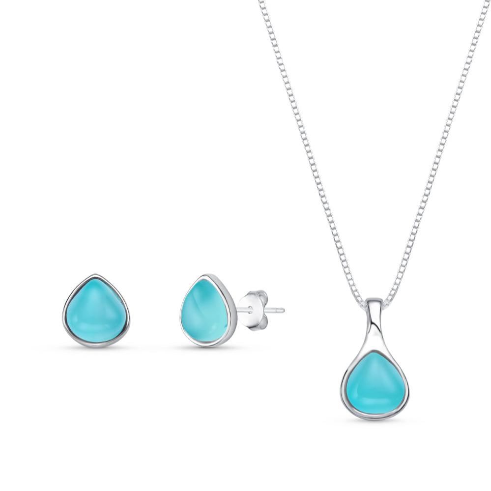 Sterling Silver Teardrop Necklace & Earring Set w/ Natural Gemstones - Brazil GemsBrazil GemsSterling Silver Teardrop Necklace & Earring Set w/ Natural GemstonesNecklace & Earring Set14SS9901 - 128