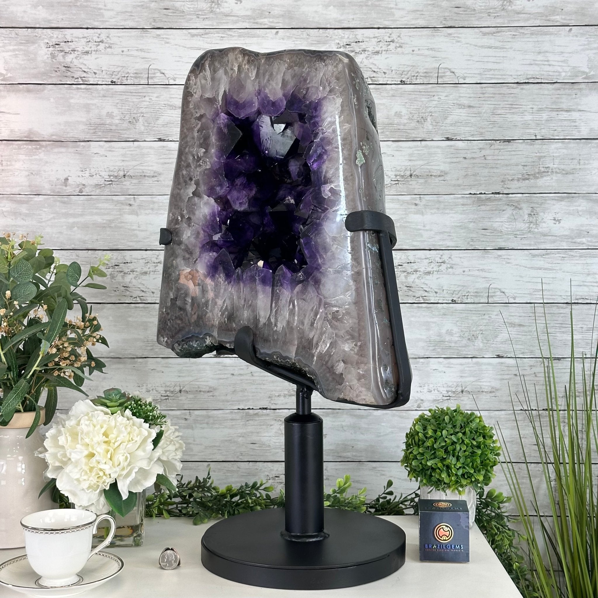 Super Quality Amethyst Cluster on Rotating Stand, 101.8 lbs & 26" Tall #5492 - 0032 - Brazil GemsBrazil GemsSuper Quality Amethyst Cluster on Rotating Stand, 101.8 lbs & 26" Tall #5492 - 0032Clusters on Rotating Bases5492 - 0032