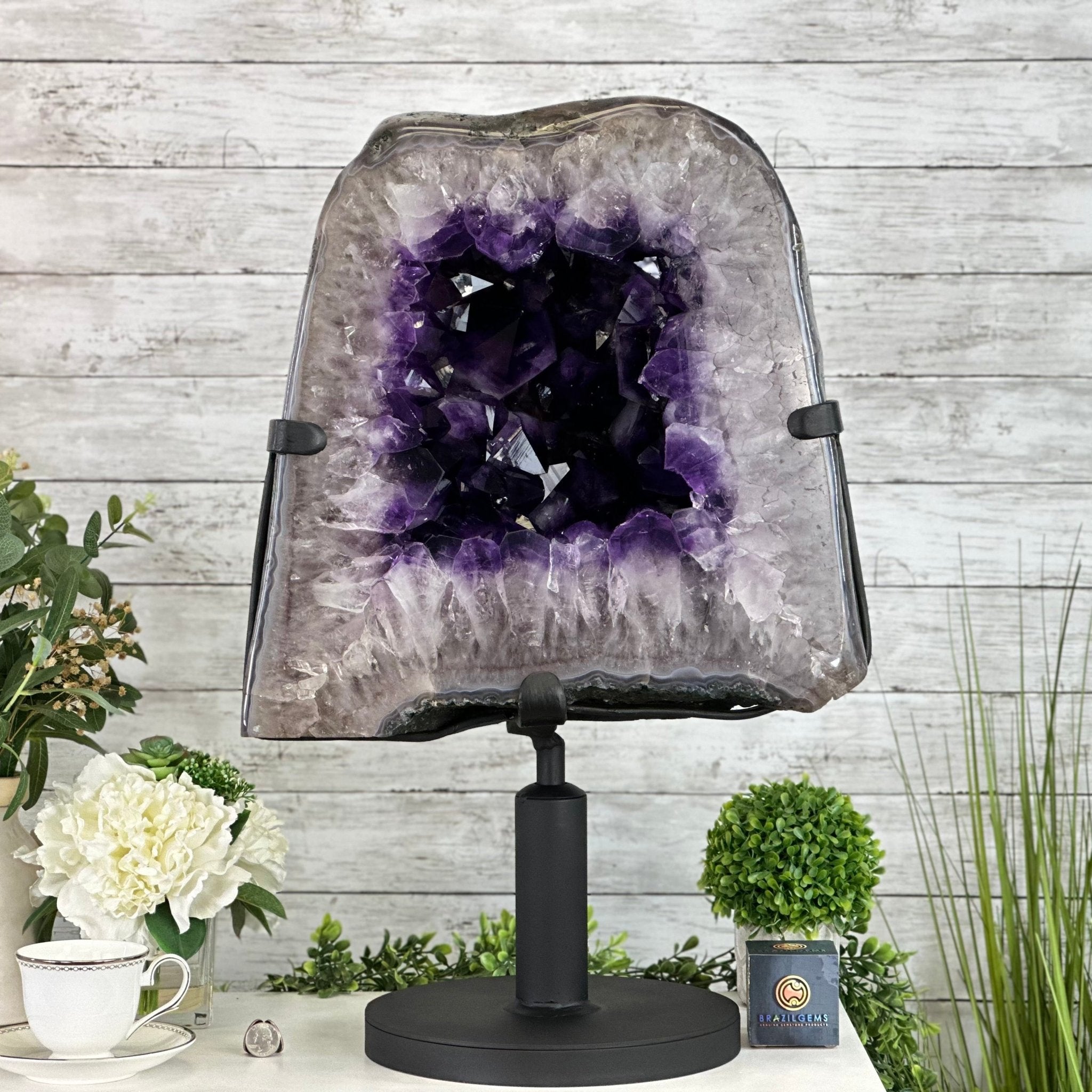 Super Quality Amethyst Cluster on Rotating Stand, 129.6 lbs & 26.2" Tall #5492 - 0031 - Brazil GemsBrazil GemsSuper Quality Amethyst Cluster on Rotating Stand, 129.6 lbs & 26.2" Tall #5492 - 0031Clusters on Rotating Bases5492 - 0031