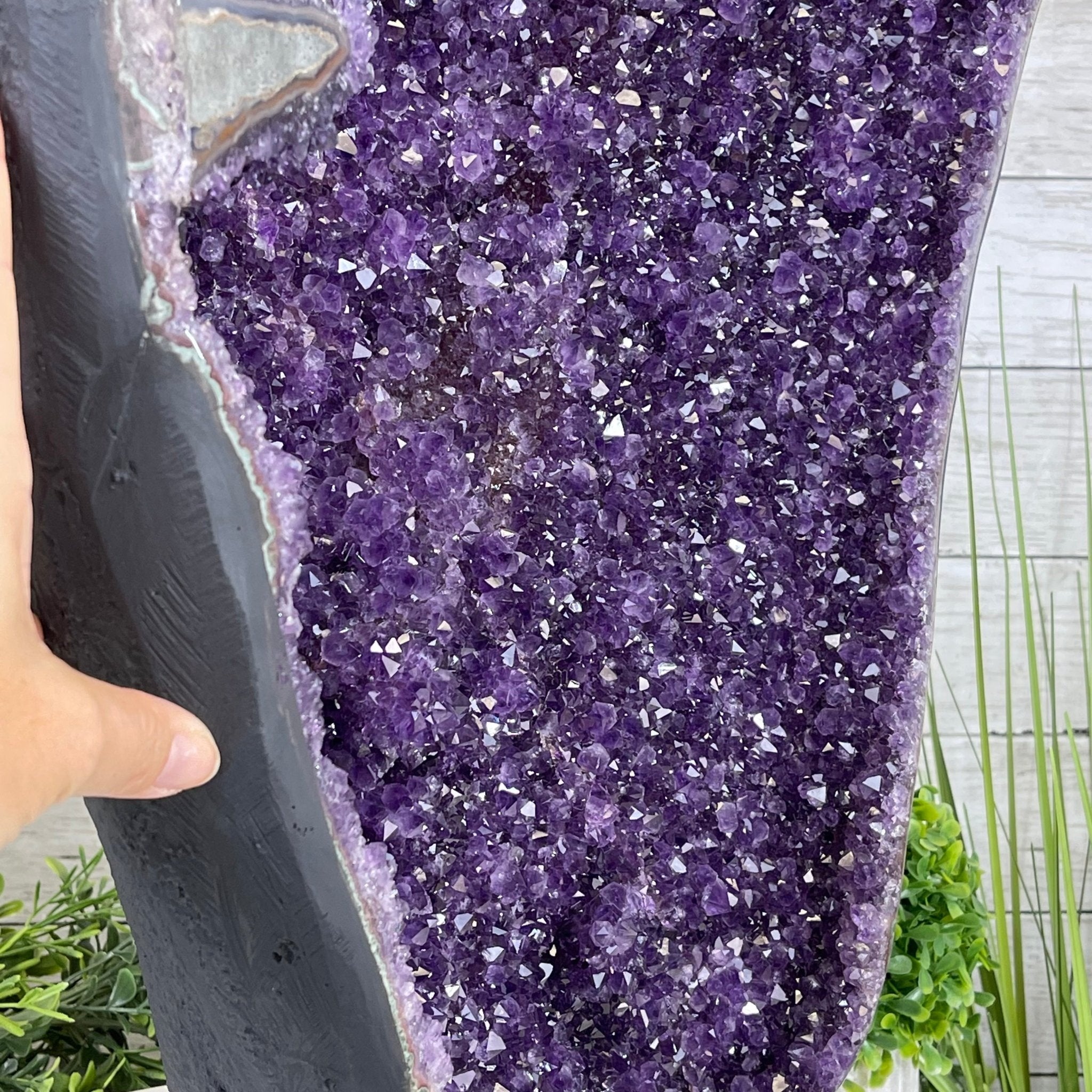 Super Quality Amethyst Druse Cluster on Cement Base, 28" Tall Model #5614-0064 by Brazil Gems - Brazil GemsBrazil GemsSuper Quality Amethyst Druse Cluster on Cement Base, 28" Tall Model #5614-0064 by Brazil GemsClusters on Cement Bases5614-0064