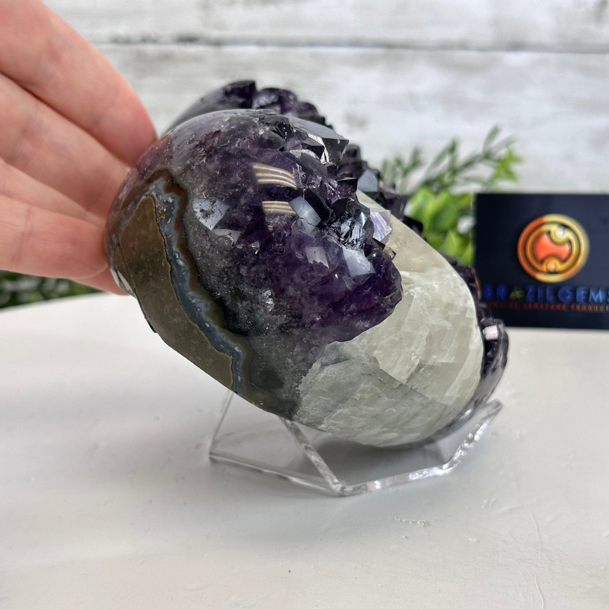 Super Quality Amethyst Heart Geode on an Acrylic Stand 2.7 lbs & 3.75" Tall #5462-0104 by Brazil Gems - Brazil GemsBrazil GemsSuper Quality Amethyst Heart Geode on an Acrylic Stand 2.7 lbs & 3.75" Tall #5462-0104 by Brazil GemsHearts5462-0104