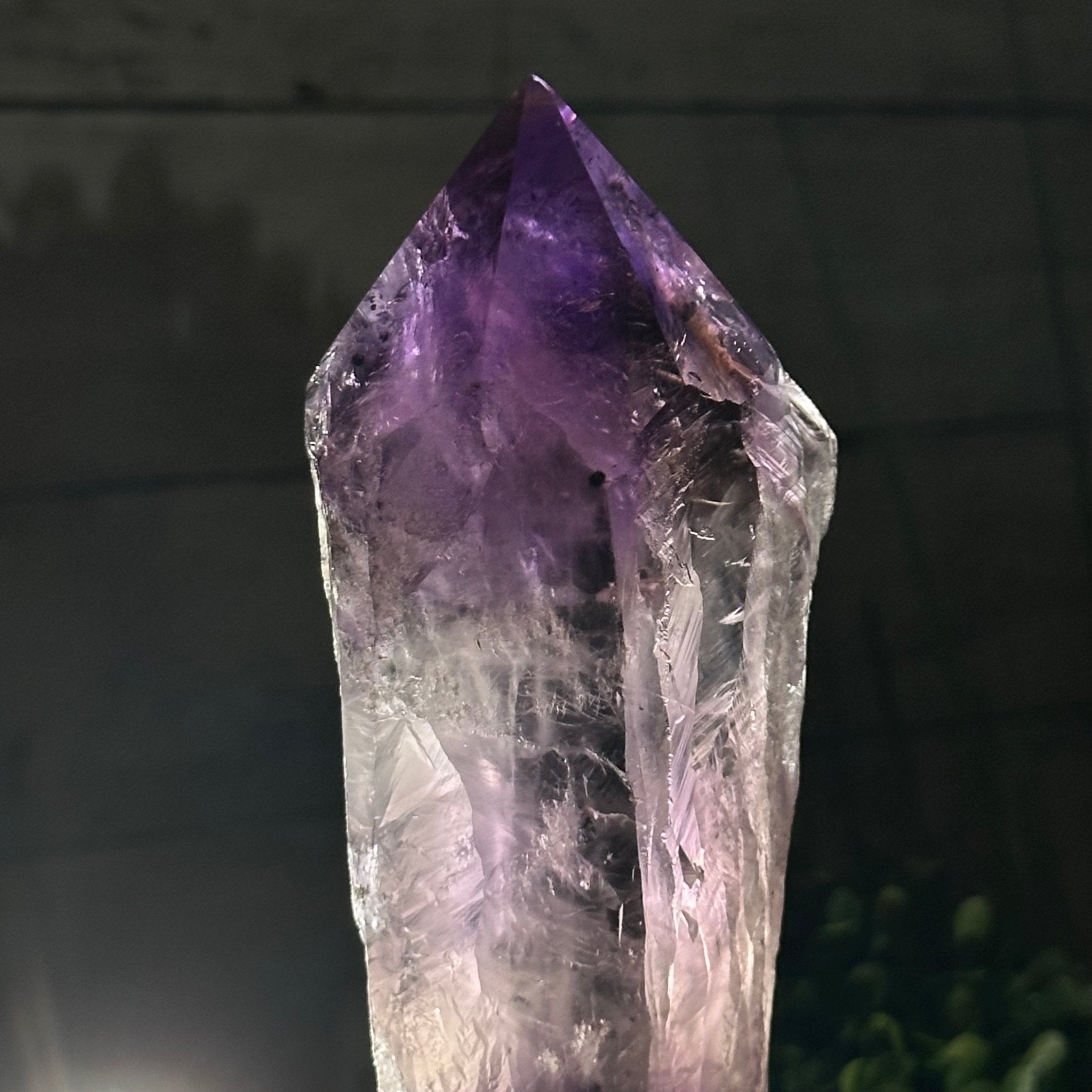 Super Quality Amethyst Wand on a Metal Stand, 1.6 lbs & 11" Tall #3123AM-002 - Brazil GemsBrazil GemsSuper Quality Amethyst Wand on a Metal Stand, 1.6 lbs & 11" Tall #3123AM-002Clusters on Fixed Bases3123AM-002