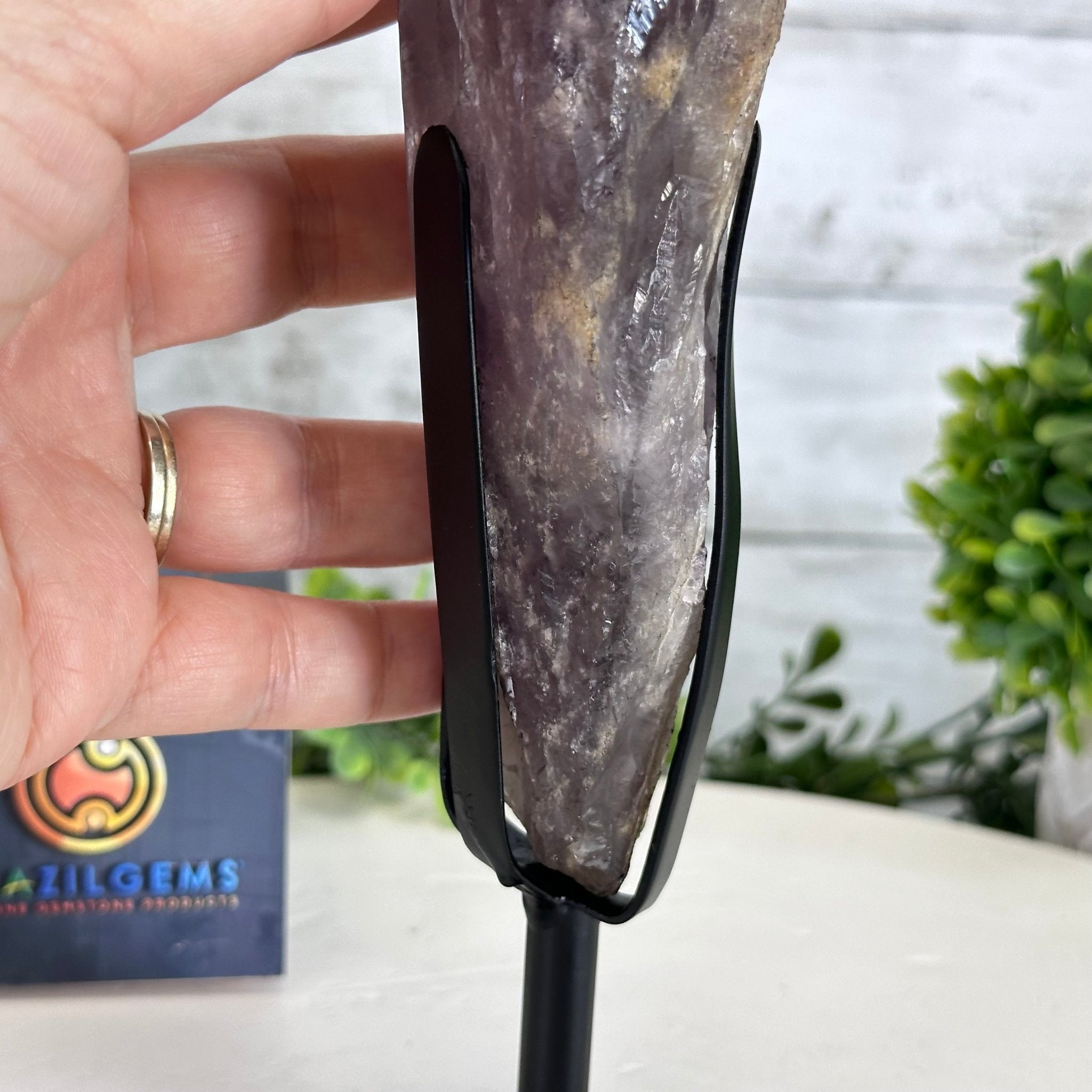 Super Quality Amethyst Wand on a Metal Stand, 1.9 lbs & 10.4" Tall #3123AM-007 - Brazil GemsBrazil GemsSuper Quality Amethyst Wand on a Metal Stand, 1.9 lbs & 10.4" Tall #3123AM-007Clusters on Fixed Bases3123AM-007