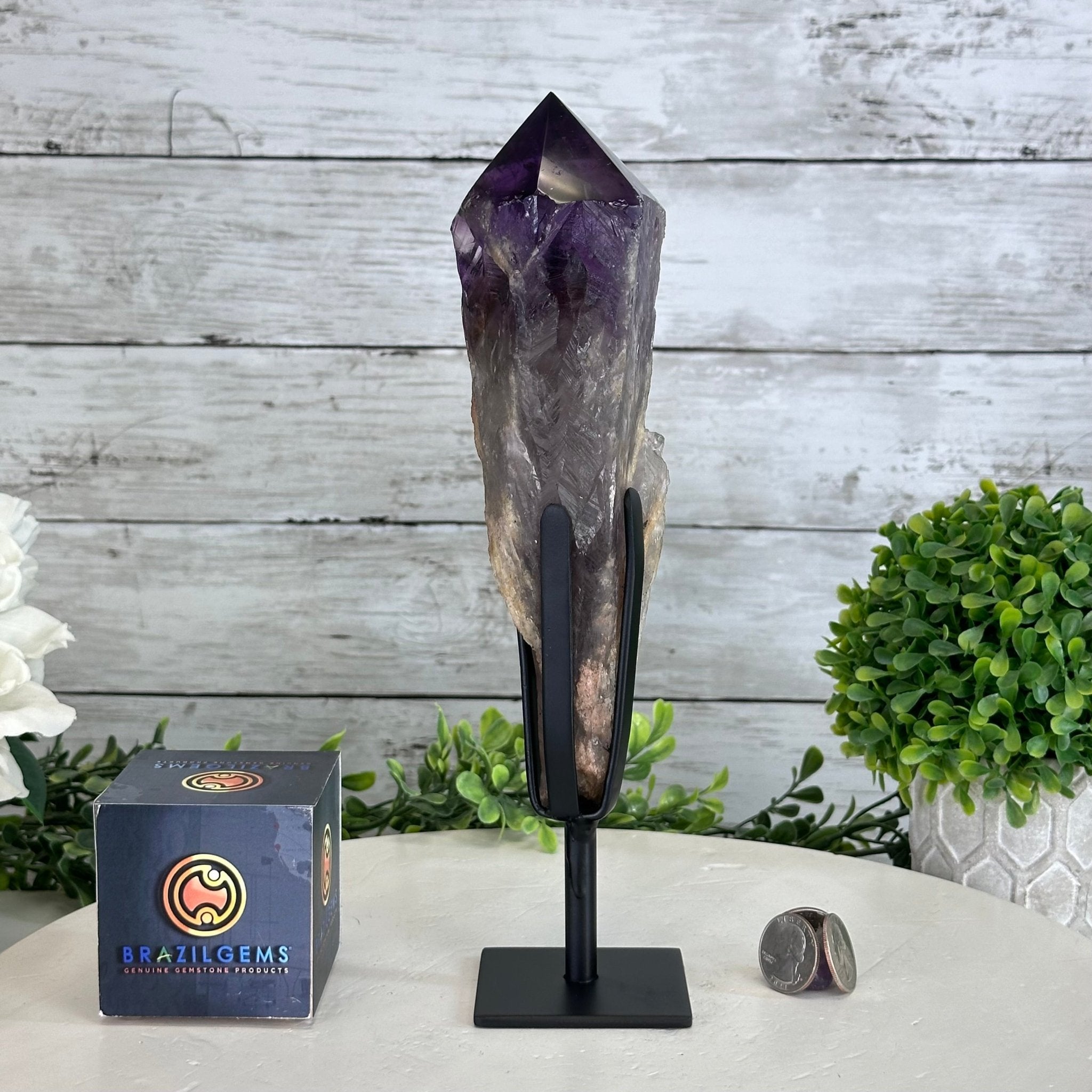 Super Quality Amethyst Wand on a Metal Stand, 2 lbs & 10.7" Tall #3123AM-008 - Brazil GemsBrazil GemsSuper Quality Amethyst Wand on a Metal Stand, 2 lbs & 10.7" Tall #3123AM-008Clusters on Fixed Bases3123AM-008