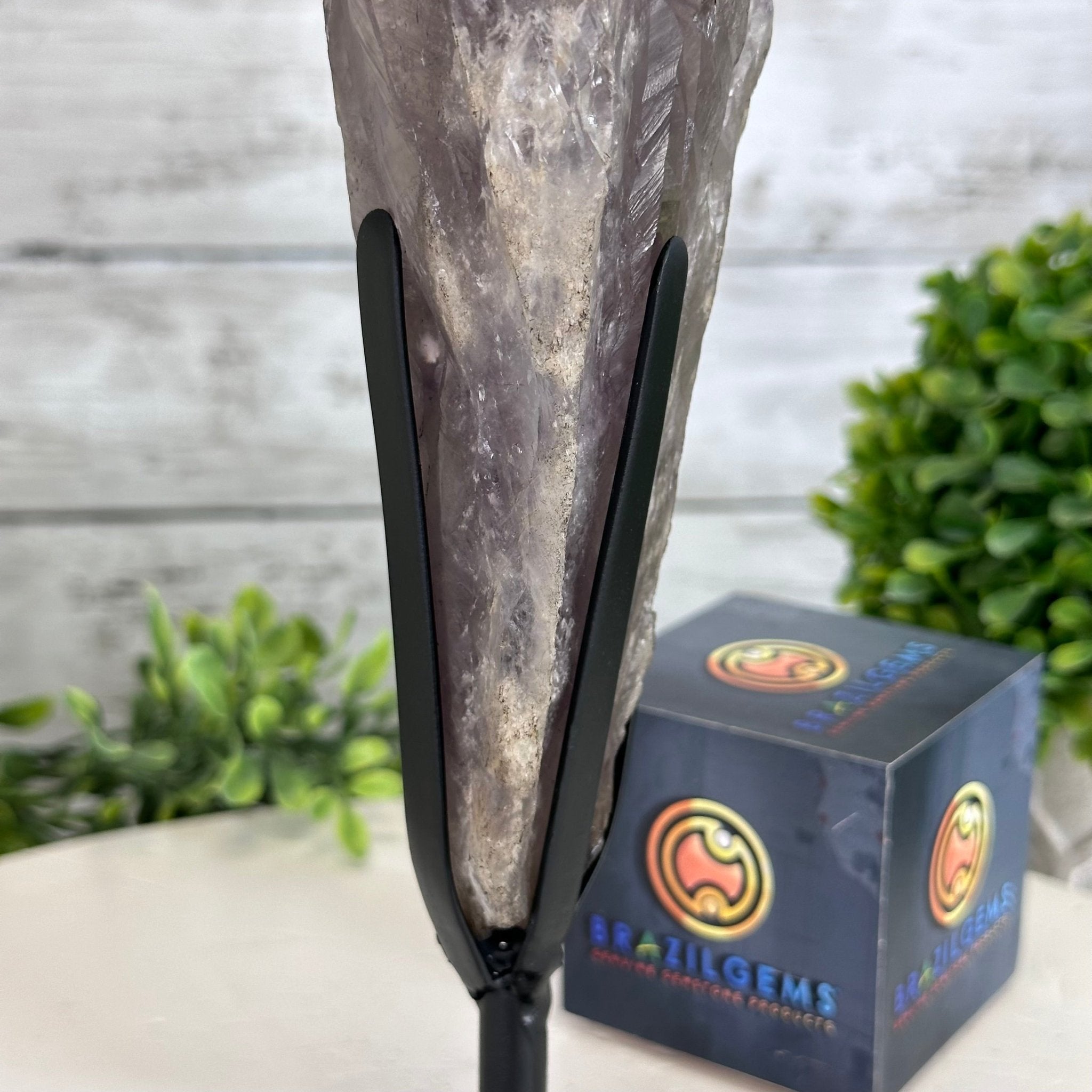 Super Quality Amethyst Wand on a Metal Stand, 2 lbs & 10.7" Tall #3123AM-009 - Brazil GemsBrazil GemsSuper Quality Amethyst Wand on a Metal Stand, 2 lbs & 10.7" Tall #3123AM-009Clusters on Fixed Bases3123AM-009