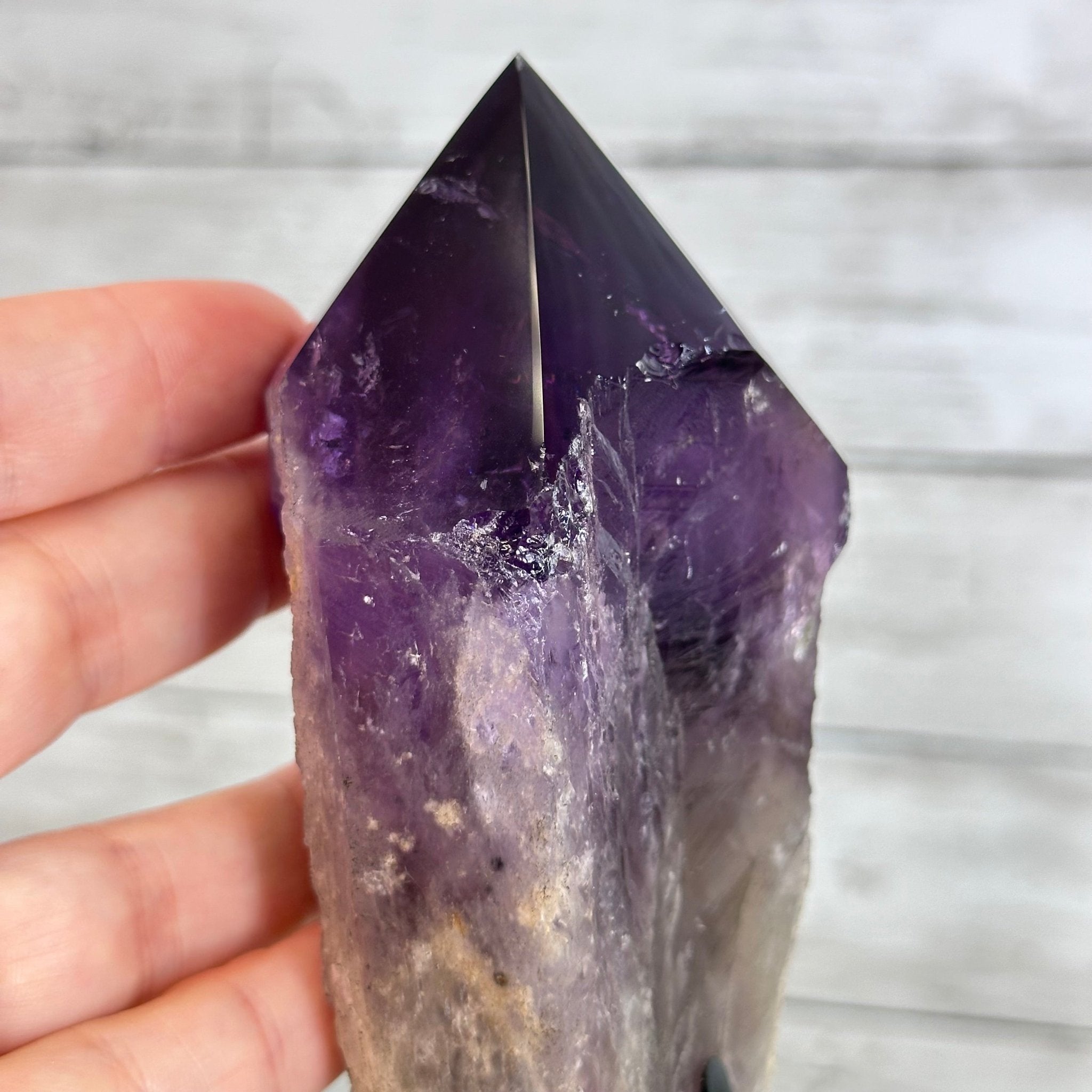 Super Quality Amethyst Wand on a Metal Stand, 2.1 lbs & 10.6" Tall #3123AM-010 - Brazil GemsBrazil GemsSuper Quality Amethyst Wand on a Metal Stand, 2.1 lbs & 10.6" Tall #3123AM-010Clusters on Fixed Bases3123AM-010