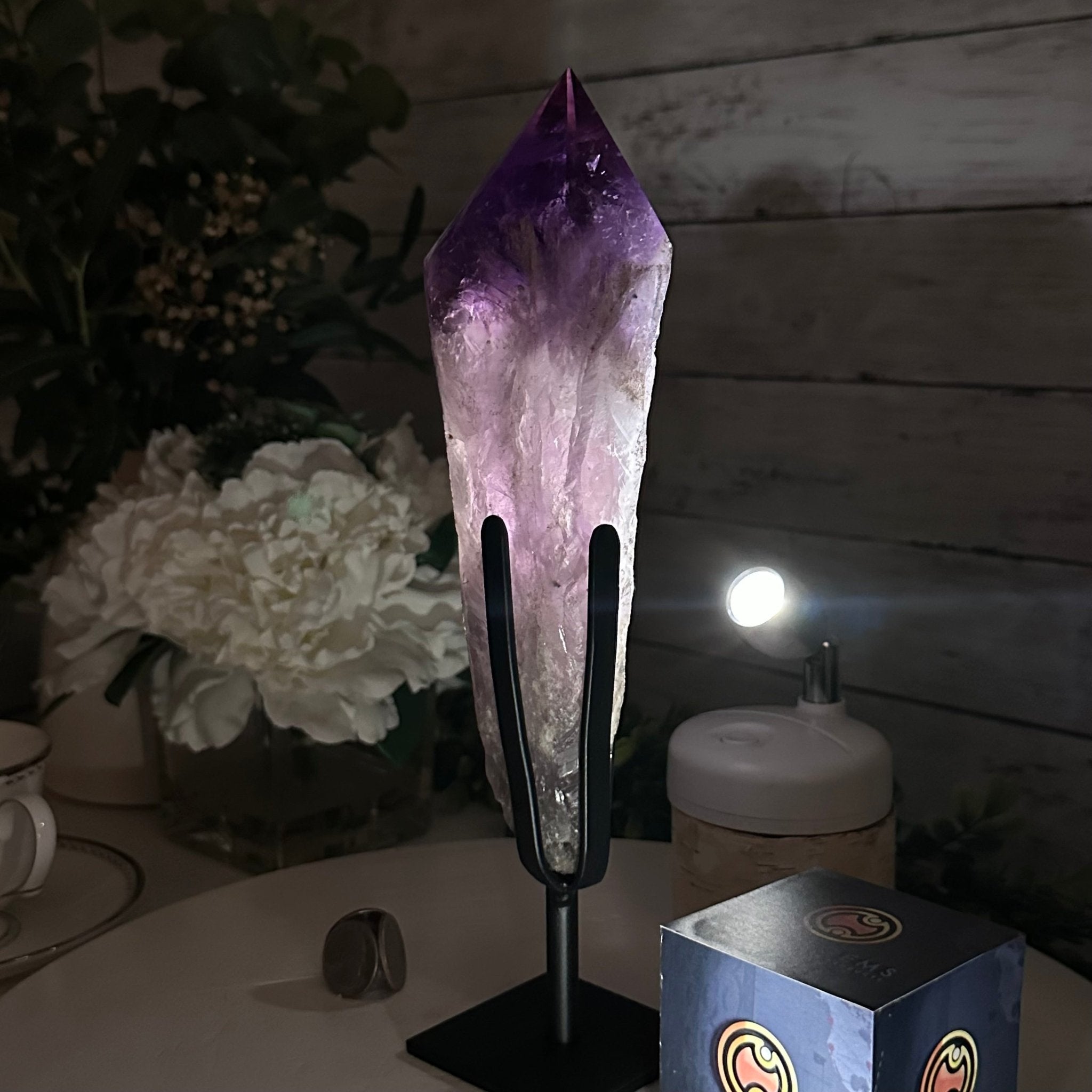 Super Quality Amethyst Wand on a Metal Stand, 2.6 lbs & 11.1" Tall #3123AM-011 - Brazil GemsBrazil GemsSuper Quality Amethyst Wand on a Metal Stand, 2.6 lbs & 11.1" Tall #3123AM-011Clusters on Fixed Bases3123AM-011