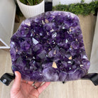 Super Quality Brazilian Amethyst Geode Side Table, 41.1 lbs, 23.75" tall on a metal base #1384-0029 by Brazil Gems - Brazil GemsBrazil GemsSuper Quality Brazilian Amethyst Geode Side Table, 41.1 lbs, 23.75" tall on a metal base #1384-0029 by Brazil GemsTables: Side1384-0029