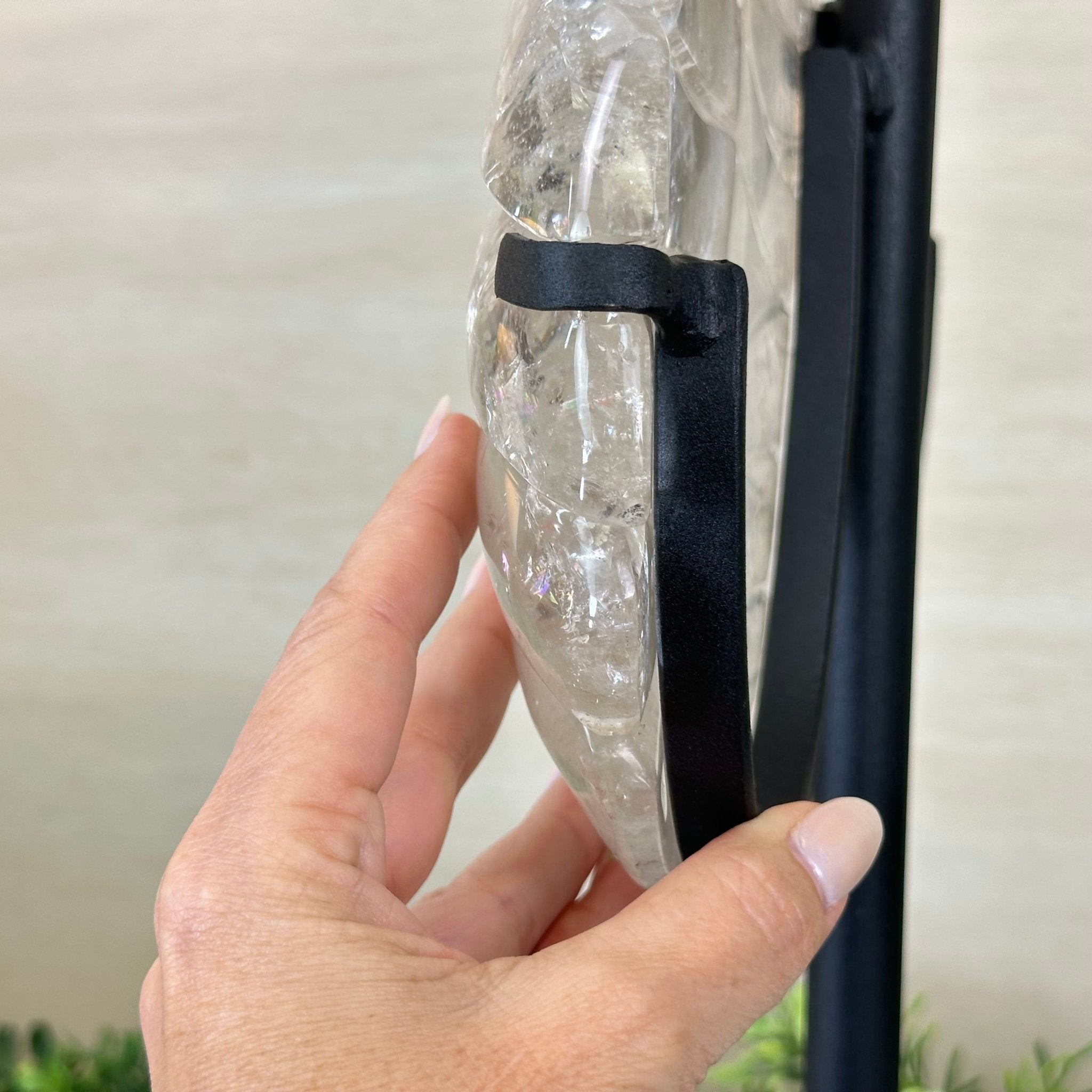 Super Quality Clear Quartz Angel Wings on a Metal Base, 19 lbs & 23" Tall #4444CQ - 001 - Brazil GemsBrazil GemsSuper Quality Clear Quartz Angel Wings on a Metal Base, 19 lbs & 23" Tall #4444CQ - 001Carved Angel Wings4444CQ - 001