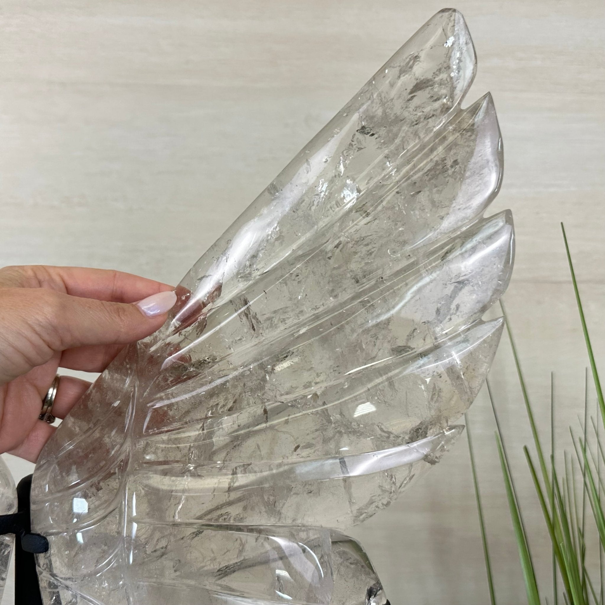 Super Quality Clear Quartz Angel Wings on a Metal Base, 19 lbs & 23" Tall #4444CQ - 001 - Brazil GemsBrazil GemsSuper Quality Clear Quartz Angel Wings on a Metal Base, 19 lbs & 23" Tall #4444CQ - 001Carved Angel Wings4444CQ - 001