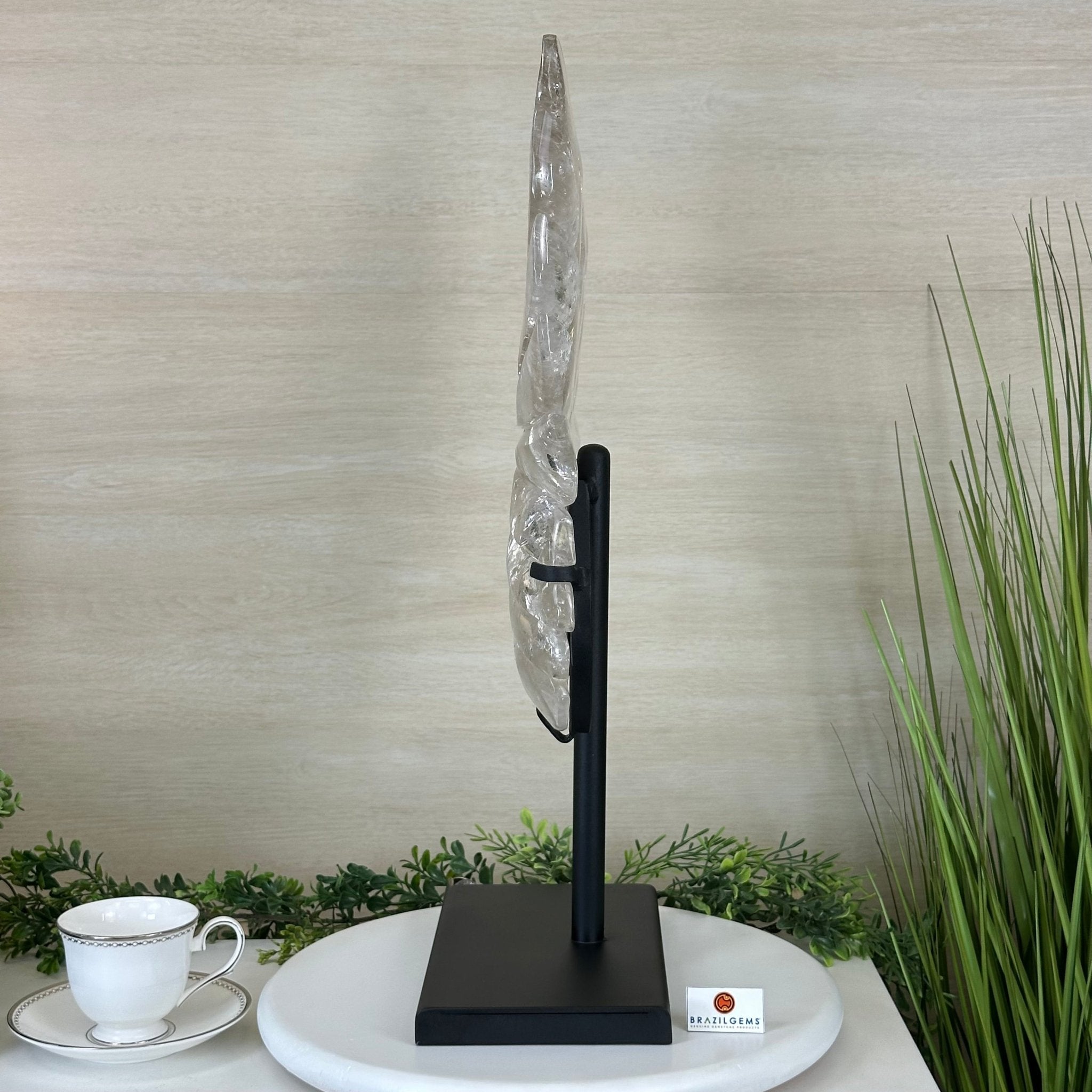 Super Quality Clear Quartz Angel Wings on a Metal Base, 19 lbs & 23" Tall #4444CQ - 001 - Brazil GemsBrazil GemsSuper Quality Clear Quartz Angel Wings on a Metal Base, 19 lbs & 23" Tall #4444CQ - 001Carved Angel Wings4444CQ - 001