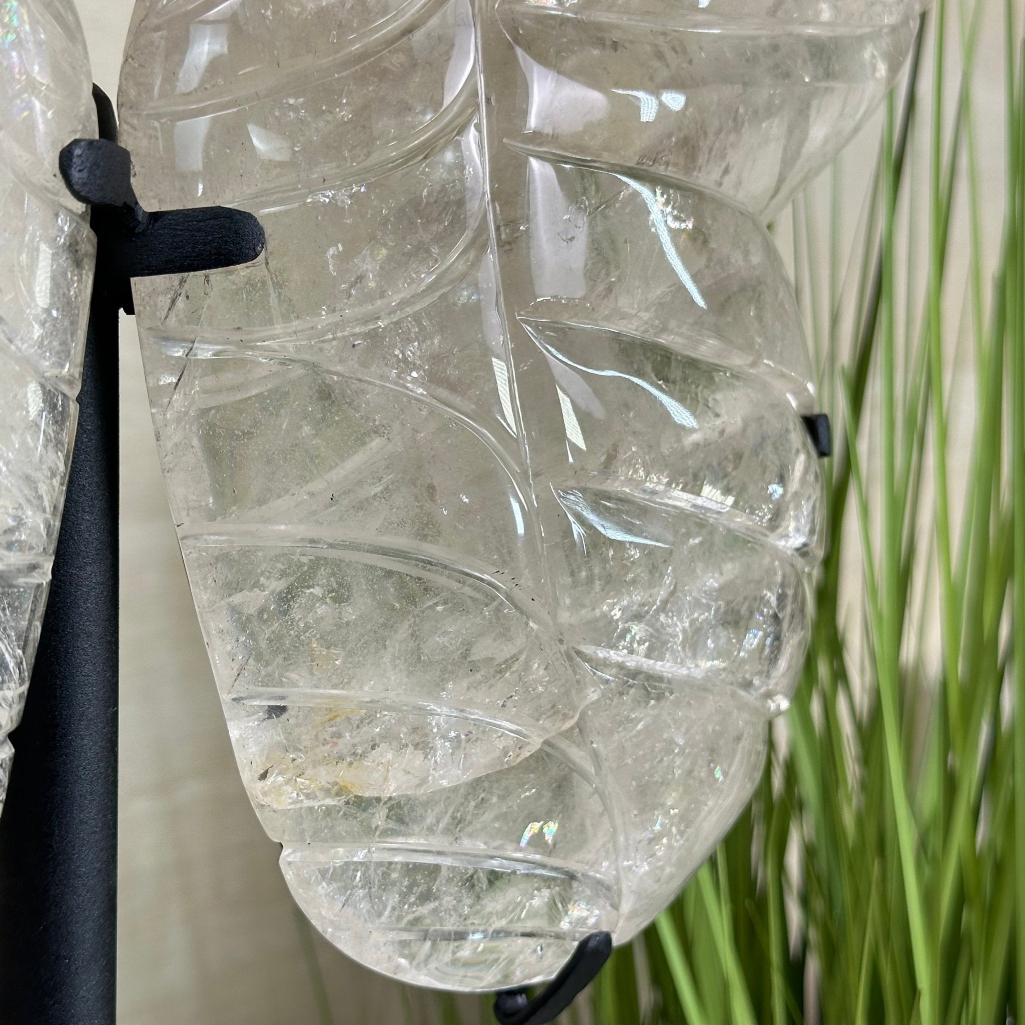 Super Quality Clear Quartz Angel Wings on a Metal Base, 19 lbs & 23" Tall #4444CQ - 001 - Brazil GemsBrazil GemsSuper Quality Clear Quartz Angel Wings on a Metal Base, 19 lbs & 23" Tall #4444CQ - 001Carved Angel Wings4444CQ - 001