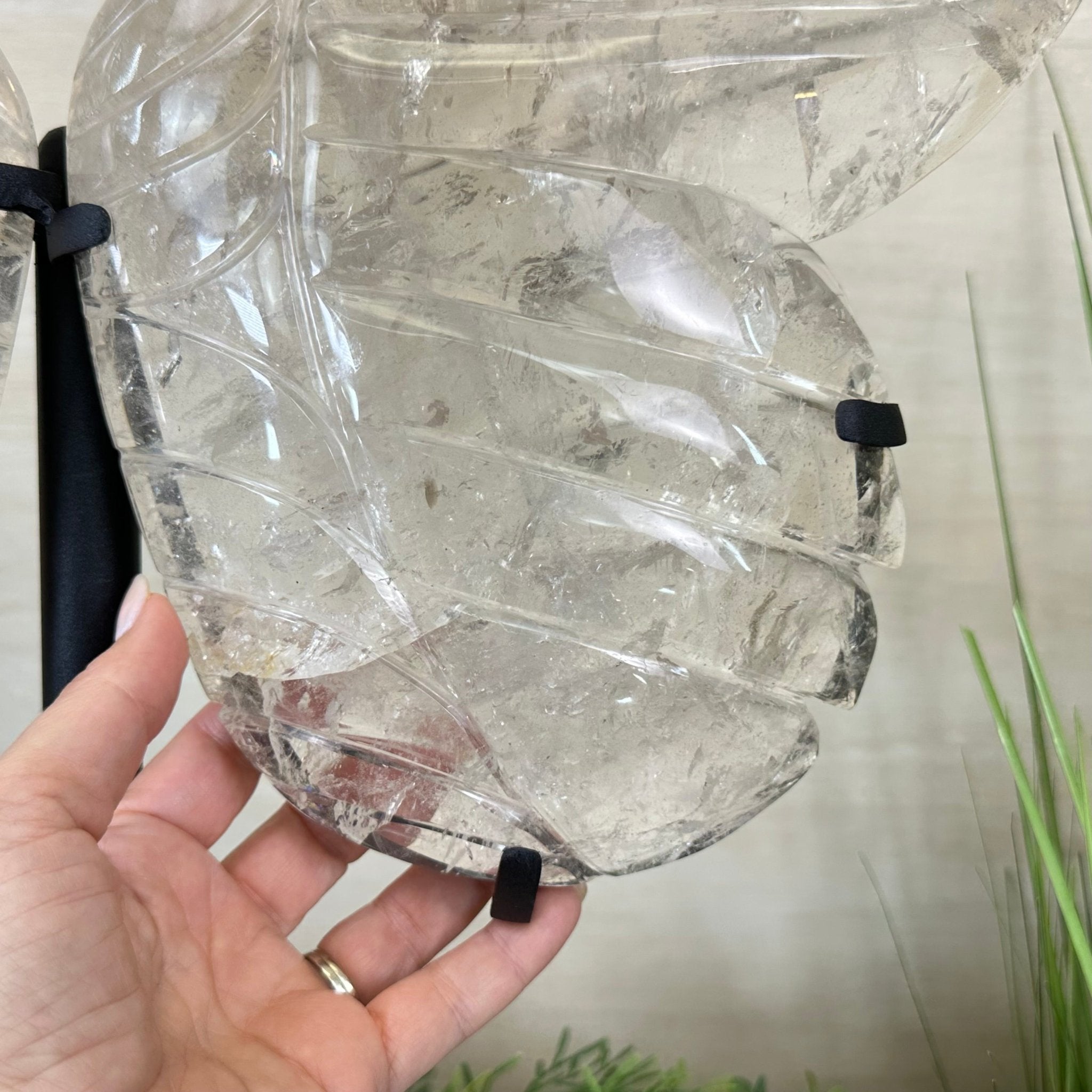 Super Quality Clear Quartz Angel Wings on a Metal Base, 19 lbs & 23" Tall #4444CQ - 001 - Brazil GemsBrazil GemsSuper Quality Clear Quartz Angel Wings on a Metal Base, 19 lbs & 23" Tall #4444CQ - 001Carved Angel Wings4444CQ - 001