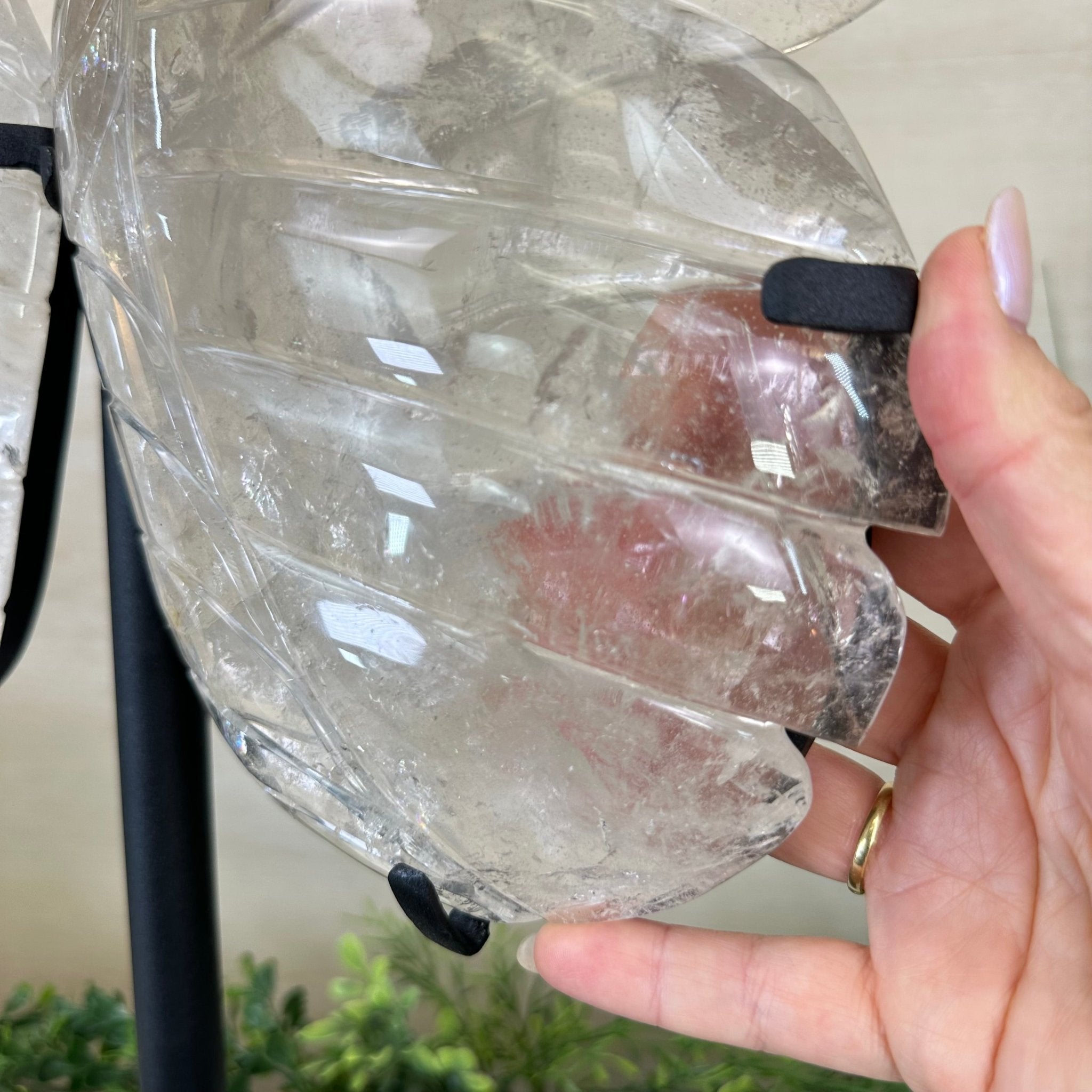 Super Quality Clear Quartz Angel Wings on a Metal Base, 19 lbs & 23" Tall #4444CQ - 001 - Brazil GemsBrazil GemsSuper Quality Clear Quartz Angel Wings on a Metal Base, 19 lbs & 23" Tall #4444CQ - 001Carved Angel Wings4444CQ - 001