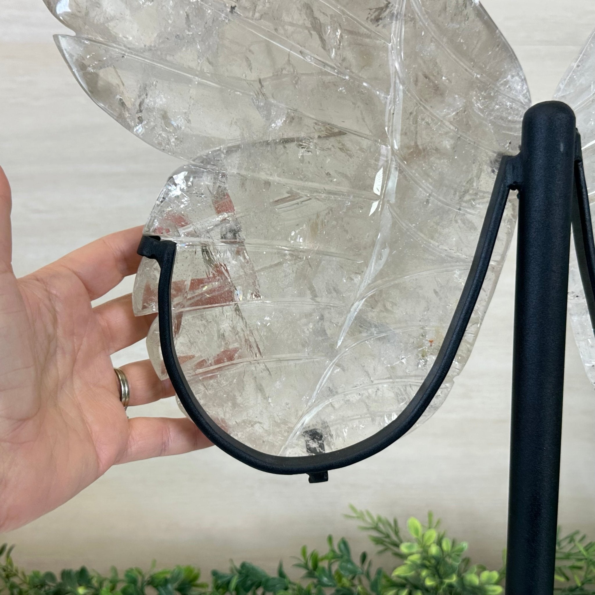 Super Quality Clear Quartz Angel Wings on a Metal Base, 19 lbs & 23" Tall #4444CQ - 001 - Brazil GemsBrazil GemsSuper Quality Clear Quartz Angel Wings on a Metal Base, 19 lbs & 23" Tall #4444CQ - 001Carved Angel Wings4444CQ - 001
