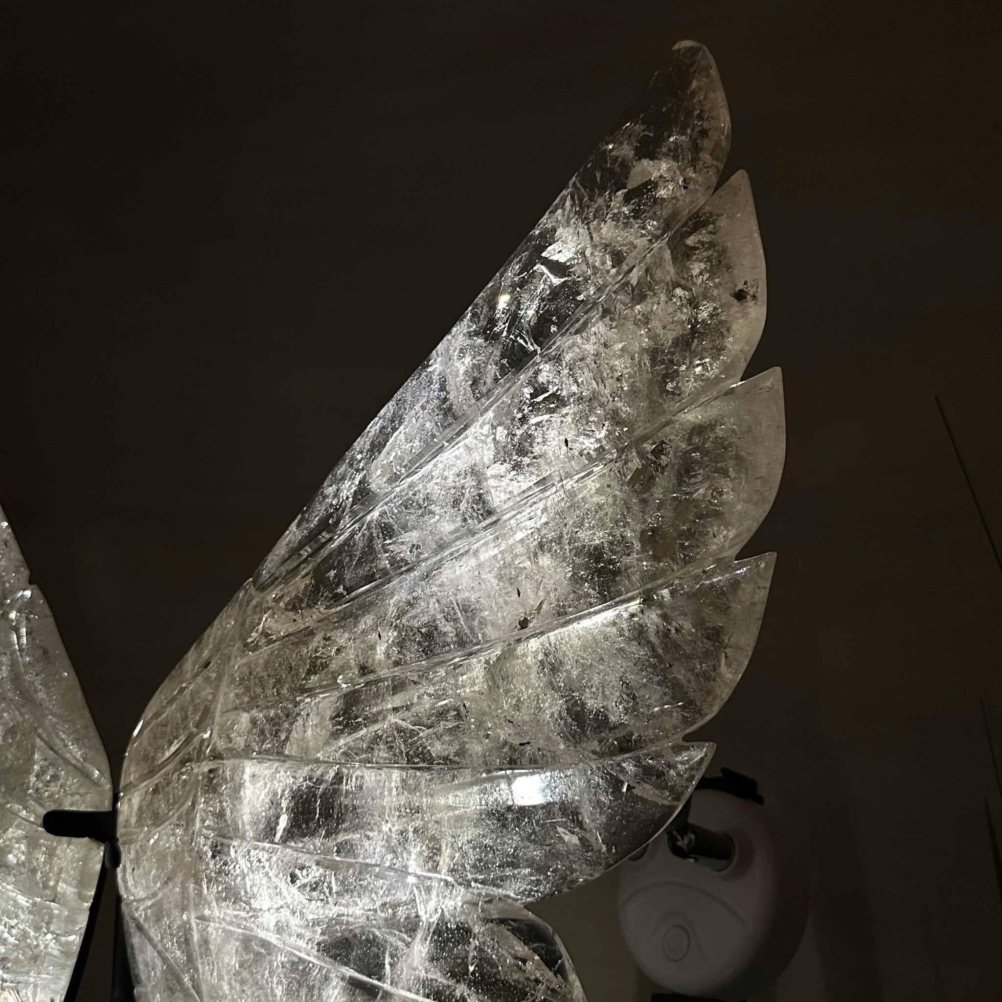 Super Quality Clear Quartz Angel Wings on a Metal Base, 19 lbs & 23" Tall #4444CQ - 001 - Brazil GemsBrazil GemsSuper Quality Clear Quartz Angel Wings on a Metal Base, 19 lbs & 23" Tall #4444CQ - 001Carved Angel Wings4444CQ - 001