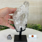 Super Quality Clear Quartz Cluster, Metal Stand, 2.4 lbs & 8.8" Tall 5495 - 0080 - Brazil GemsBrazil GemsSuper Quality Clear Quartz Cluster, Metal Stand, 2.4 lbs & 8.8" Tall 5495 - 0080Clusters on Fixed Bases5495 - 0080