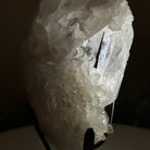 Super Quality Clear Quartz Cluster, Metal Stand, 2.4 lbs & 8.8" Tall 5495 - 0080 - Brazil GemsBrazil GemsSuper Quality Clear Quartz Cluster, Metal Stand, 2.4 lbs & 8.8" Tall 5495 - 0080Clusters on Fixed Bases5495 - 0080