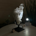Super Quality Clear Quartz Cluster, Metal Stand, 2.4 lbs & 8.8" Tall 5495 - 0080 - Brazil GemsBrazil GemsSuper Quality Clear Quartz Cluster, Metal Stand, 2.4 lbs & 8.8" Tall 5495 - 0080Clusters on Fixed Bases5495 - 0080