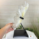 Super Quality Clear Quartz Cluster, Metal Stand, 24.3 lbs & 16.6" Tall 5495 - 0101 - Brazil GemsBrazil GemsSuper Quality Clear Quartz Cluster, Metal Stand, 24.3 lbs & 16.6" Tall 5495 - 0101Clusters on Fixed Bases5495 - 0101