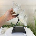 Super Quality Clear Quartz Cluster, Metal Stand, 24.3 lbs & 16.6" Tall 5495 - 0101 - Brazil GemsBrazil GemsSuper Quality Clear Quartz Cluster, Metal Stand, 24.3 lbs & 16.6" Tall 5495 - 0101Clusters on Fixed Bases5495 - 0101