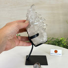 Super Quality Clear Quartz Cluster, Metal Stand, 2.8 lbs & 8.5" Tall 5495 - 0081 - Brazil GemsBrazil GemsSuper Quality Clear Quartz Cluster, Metal Stand, 2.8 lbs & 8.5" Tall 5495 - 0081Clusters on Fixed Bases5495 - 0081