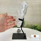 Super Quality Clear Quartz Cluster, Metal Stand, 3.1 lbs & 8.8" Tall 5495 - 0082 - Brazil GemsBrazil GemsSuper Quality Clear Quartz Cluster, Metal Stand, 3.1 lbs & 8.8" Tall 5495 - 0082Clusters on Fixed Bases5495 - 0082