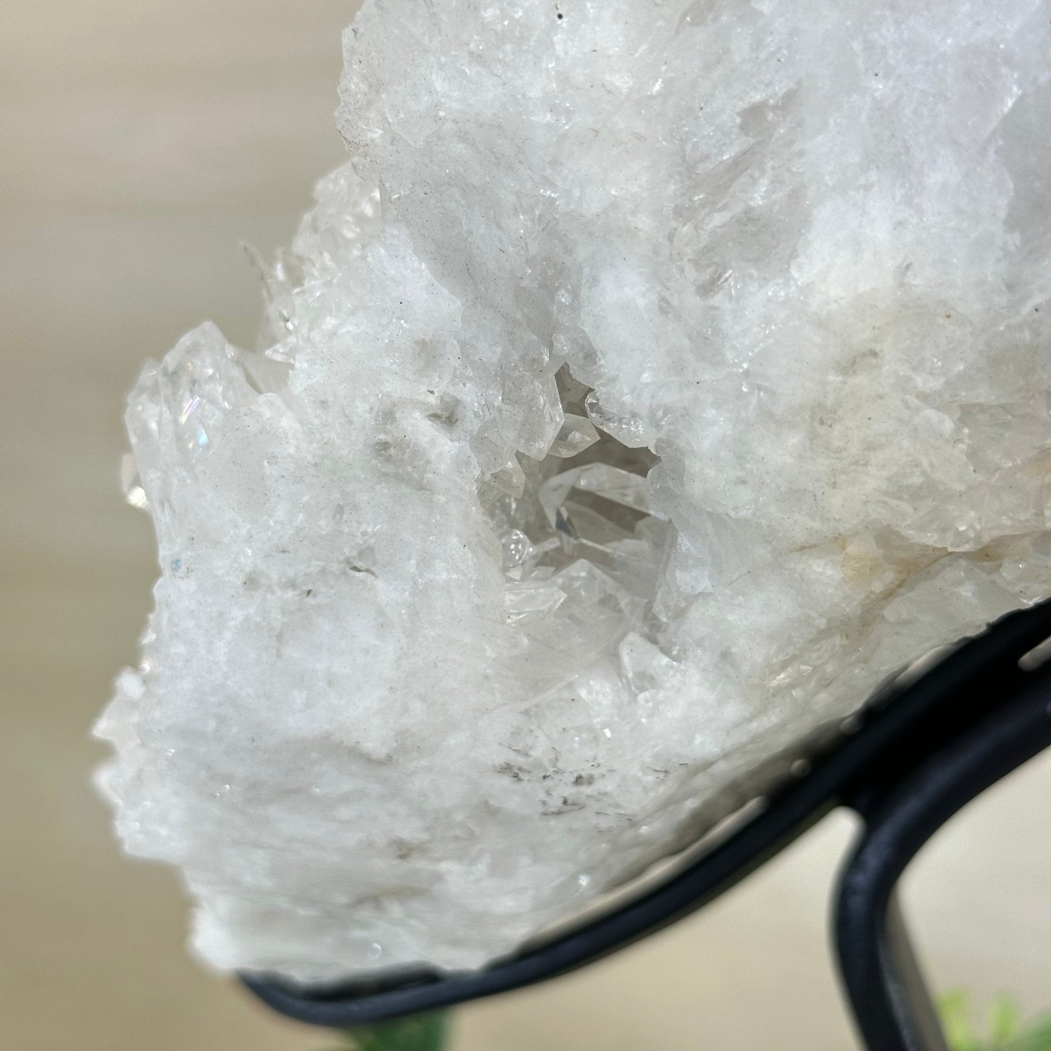 Super Quality Clear Quartz Cluster, Metal Stand, 33.7 lbs & 15.7" Tall 5495 - 0099 - Brazil GemsBrazil GemsSuper Quality Clear Quartz Cluster, Metal Stand, 33.7 lbs & 15.7" Tall 5495 - 0099Clusters on Fixed Bases5495 - 0099