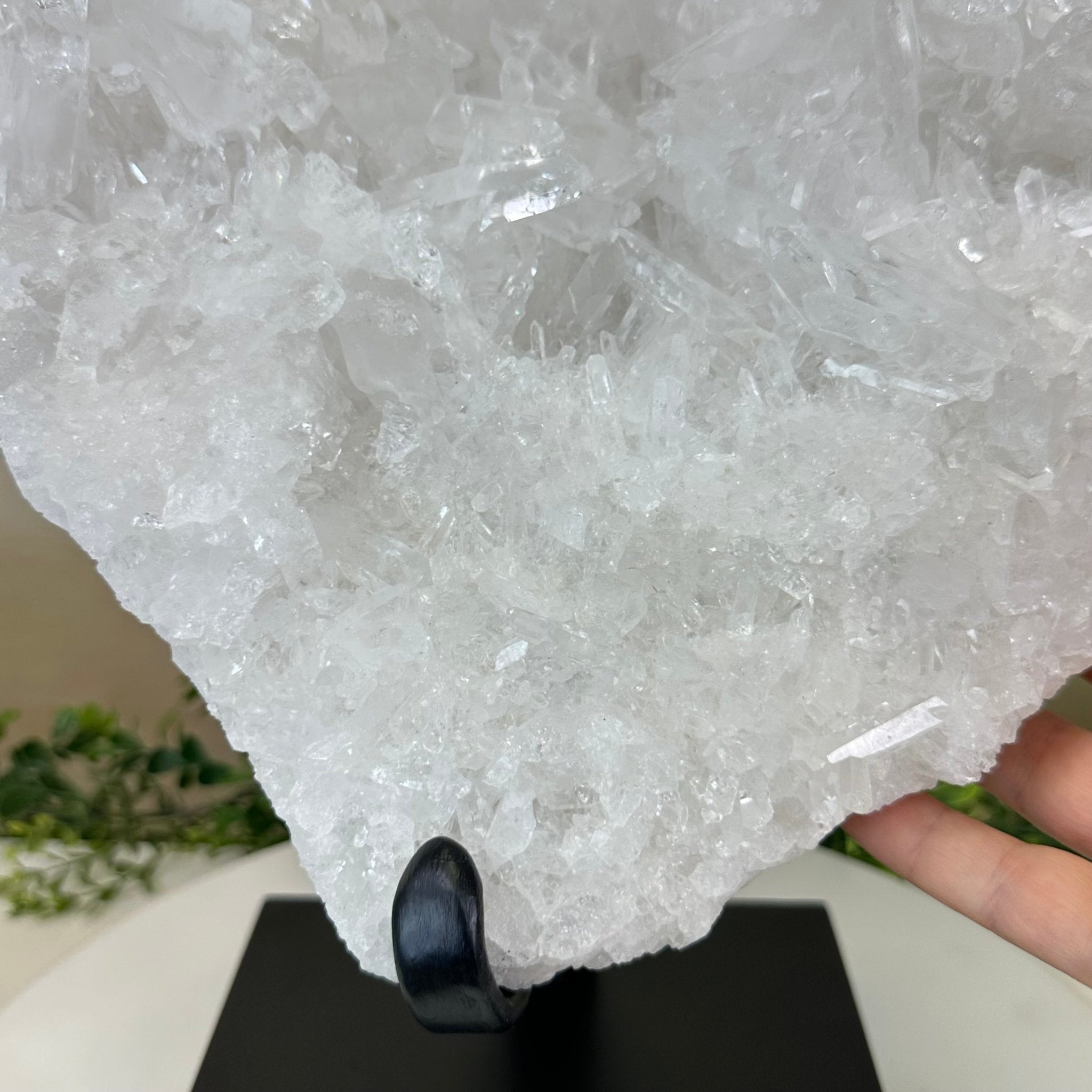 Super Quality Clear Quartz Cluster, Metal Stand, 33.7 lbs & 15.7" Tall 5495 - 0099 - Brazil GemsBrazil GemsSuper Quality Clear Quartz Cluster, Metal Stand, 33.7 lbs & 15.7" Tall 5495 - 0099Clusters on Fixed Bases5495 - 0099
