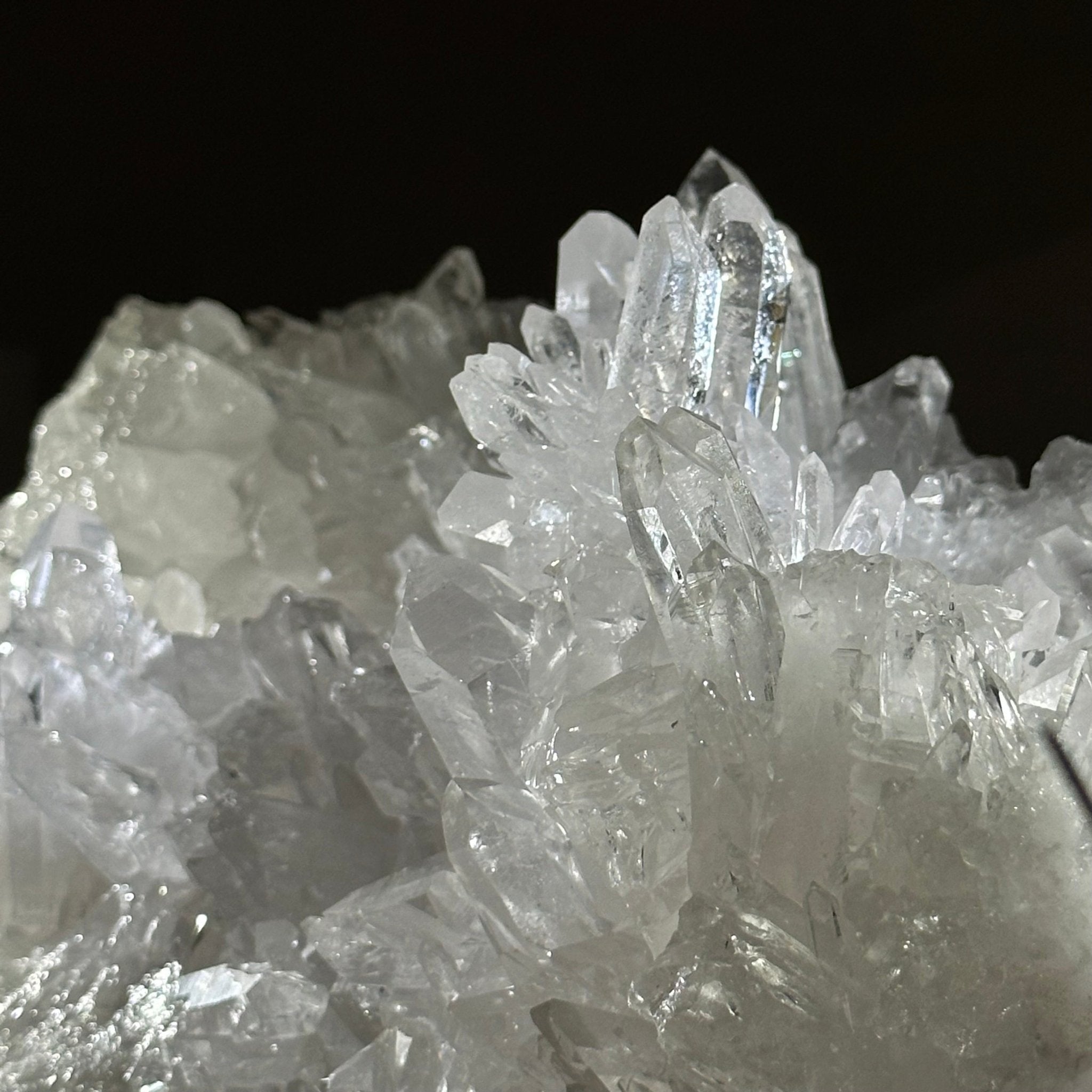 Super Quality Clear Quartz Cluster, Metal Stand, 33.7 lbs & 15.7" Tall 5495 - 0099 - Brazil GemsBrazil GemsSuper Quality Clear Quartz Cluster, Metal Stand, 33.7 lbs & 15.7" Tall 5495 - 0099Clusters on Fixed Bases5495 - 0099