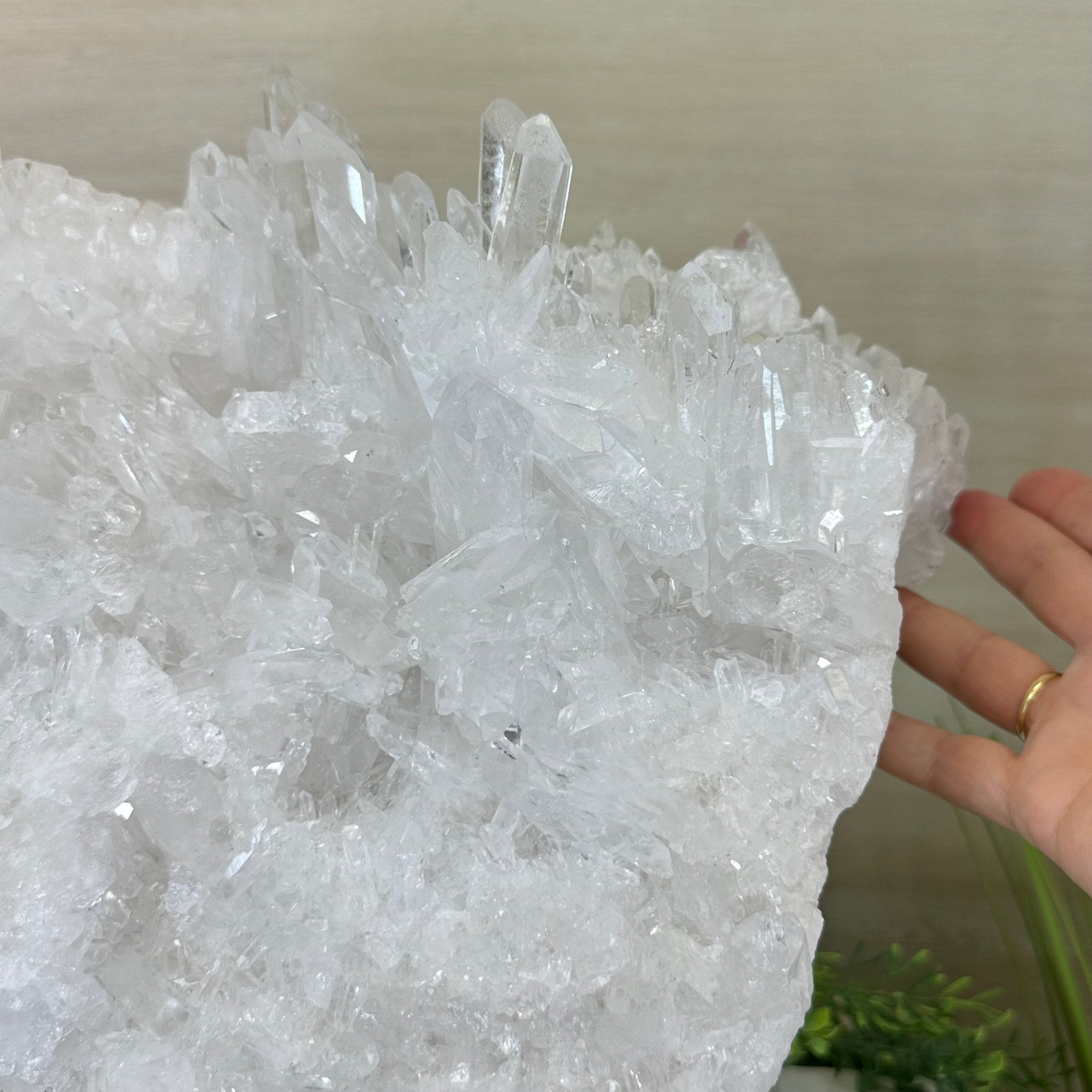 Super Quality Clear Quartz Cluster, Metal Stand, 33.7 lbs & 15.7" Tall 5495 - 0099 - Brazil GemsBrazil GemsSuper Quality Clear Quartz Cluster, Metal Stand, 33.7 lbs & 15.7" Tall 5495 - 0099Clusters on Fixed Bases5495 - 0099