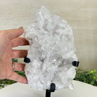 Super Quality Clear Quartz Cluster, Metal Stand, 4.1 lbs & 10.1" Tall 5495 - 0087 - Brazil GemsBrazil GemsSuper Quality Clear Quartz Cluster, Metal Stand, 4.1 lbs & 10.1" Tall 5495 - 0087Clusters on Fixed Bases5495 - 0087