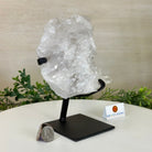 Super Quality Clear Quartz Cluster, Metal Stand, 4.2 lbs & 7.6" Tall 5495 - 0089 - Brazil GemsBrazil GemsSuper Quality Clear Quartz Cluster, Metal Stand, 4.2 lbs & 7.6" Tall 5495 - 0089Clusters on Fixed Bases5495 - 0089