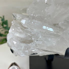 Super Quality Clear Quartz Cluster, Metal Stand, 6.1 lbs & 6.2" Tall 5495 - 0098 - Brazil GemsBrazil GemsSuper Quality Clear Quartz Cluster, Metal Stand, 6.1 lbs & 6.2" Tall 5495 - 0098Clusters on Fixed Bases5495 - 0098