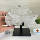 Super Quality Clear Quartz Cluster, Metal Stand, 6.1 lbs & 6.2" Tall 5495 - 0098 - Brazil GemsBrazil GemsSuper Quality Clear Quartz Cluster, Metal Stand, 6.1 lbs & 6.2" Tall 5495 - 0098Clusters on Fixed Bases5495 - 0098