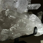 Super Quality Clear Quartz Cluster, Metal Stand, 6.1 lbs & 6.2" Tall 5495 - 0098 - Brazil GemsBrazil GemsSuper Quality Clear Quartz Cluster, Metal Stand, 6.1 lbs & 6.2" Tall 5495 - 0098Clusters on Fixed Bases5495 - 0098